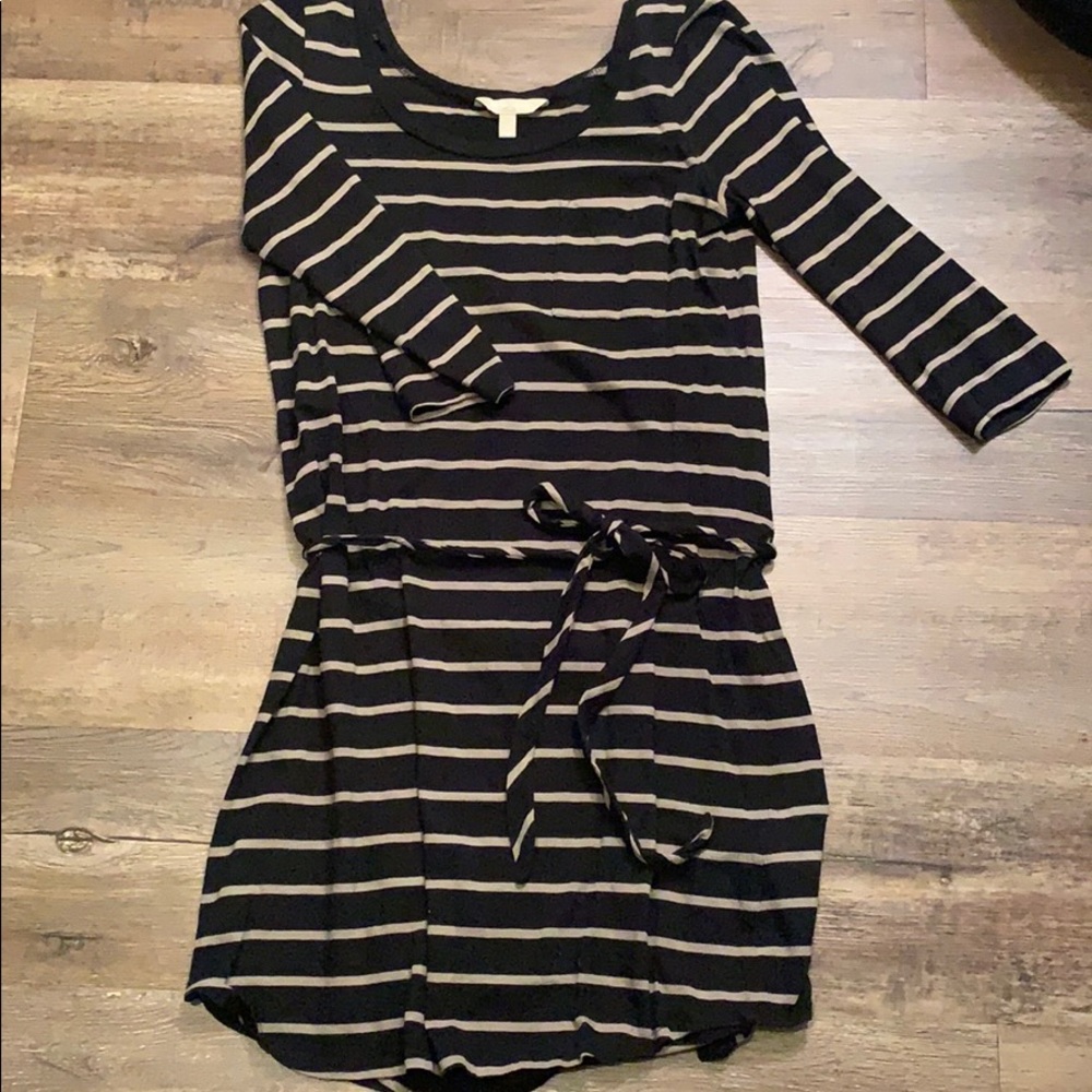 Banana Republic Black Stripped Cotton Dress Size S